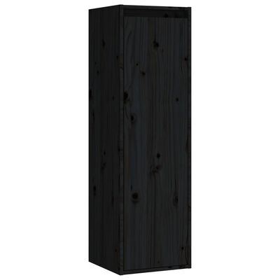 vidaXL Armarios de pared 2 uds madera maciza pino negro 30x30x100 cm