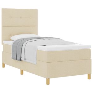 vidaXL Cama tipo Box Spring con colch&oacute;n Crema 90 x 190 cm tela
