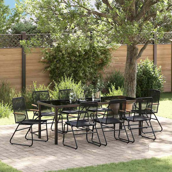 vidaXL Conjunto de Comedor de Jard&iacute;n 9 pcs Negro