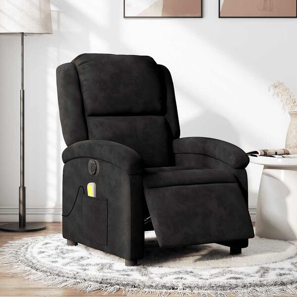 vidaXL Sill&oacute;n reclinable de masaje el&eacute;ctrico terciopelo negro