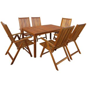 vidaXL Set de comedor de jard&iacute;n 7 piezas madera maciza de acacia