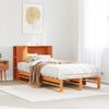 vidaXL Cama con estanter&iacute;a sin colch&oacute;n madera maciza marr&oacute;n 100x200 cm