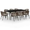 vidaXL Juego de comedor de jard&iacute;n 9 piezas marr&oacute;n