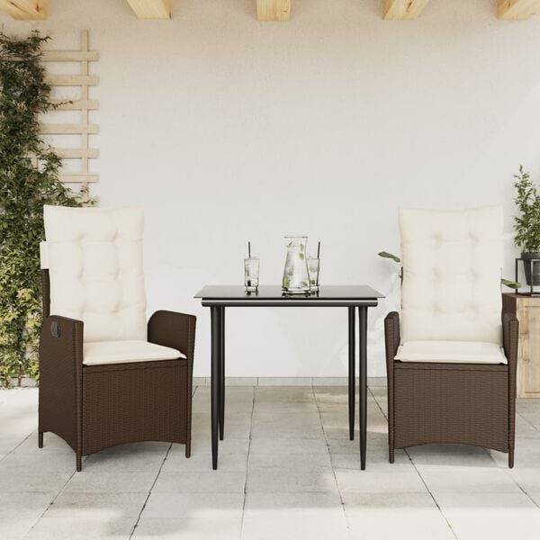 vidaXL Set comedor de jardín 7 pzas con cojines ratán sintético marrón