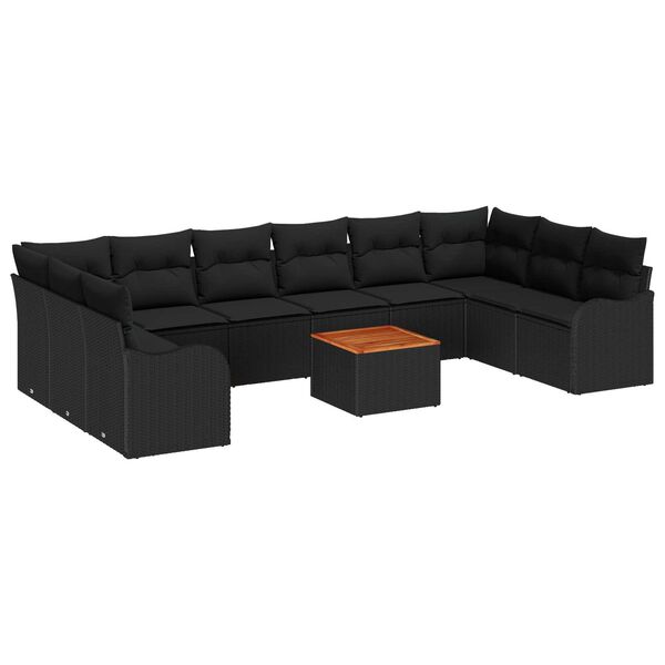 vidaXL Conjunto de sof&aacute; de jard&iacute;n 10 pcs Negro