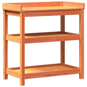 vidaXL Mesa plantaci&oacute;n con estantes madera pino marr&oacute;n 82,5x45x86,5 cm