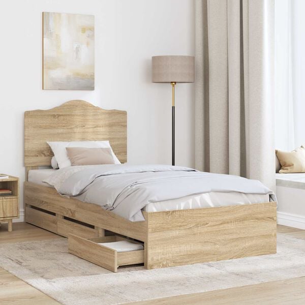 vidaXL Estructura de cama Roble Sonoma 75 x 190 cm Madera Ingenieril