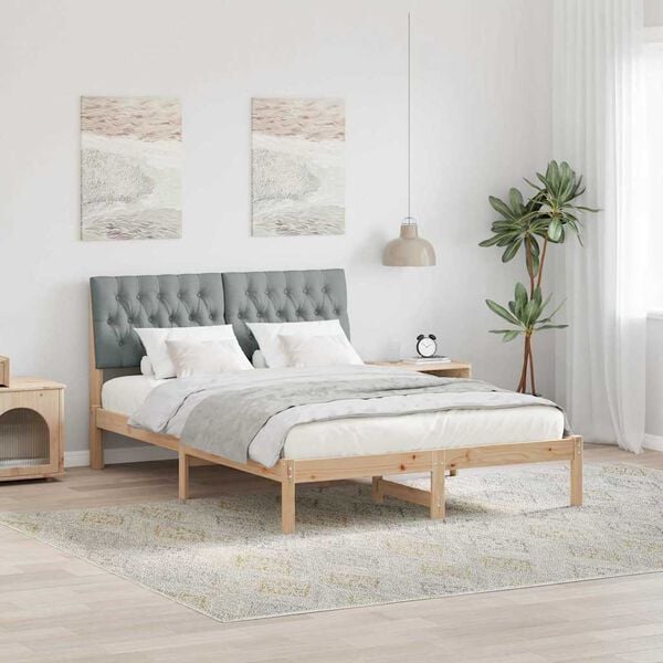 vidaXL Estructura de cama con cabecera Gris Claro 140 x 200 cm