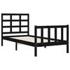 vidaXL Estructura de cama individual con cabecero madera maciza negro