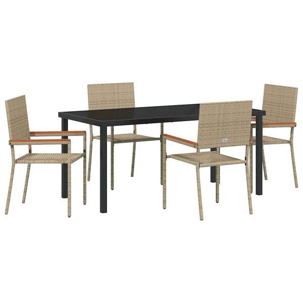 vidaXL Conjunto de Comedor de Jard&iacute;n 5 pcs Beige rat&aacute;n sint&eacute;tico