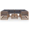 vidaXL Juego de muebles de jard&iacute;n 9 piezas con cojines antracita