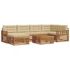 vidaXL Conjunto de sof&aacute;s de exterior con coj&iacute;n 7 pcs Natural y Beige