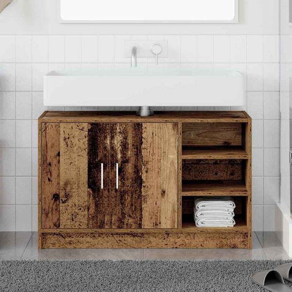 vidaXL Mueble de Cuarto de Ba&ntilde;o Madera envejecida 90 x 29 x 55 cm