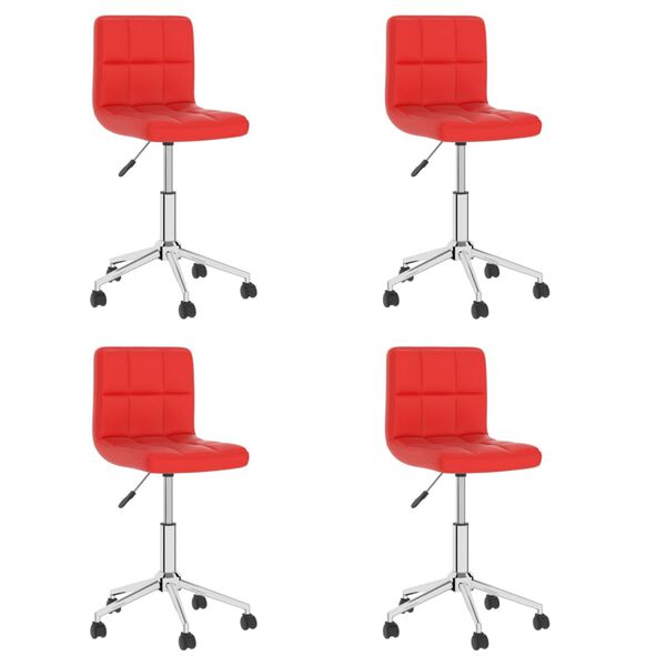 vidaXL Sillas de comedor giratorias 4 uds cuero sintético rojo