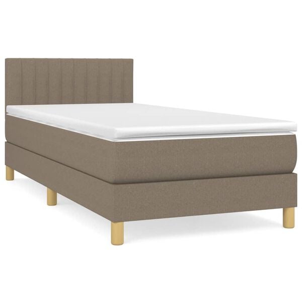 vidaXL Cama box spring con colch&oacute;n tela gris taupe 90x190 cm