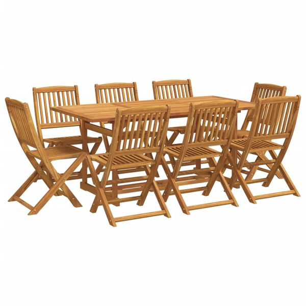 vidaXL Juego comedor de jard&iacute;n 9 pzas madera maciza acacia 180x90x75cm