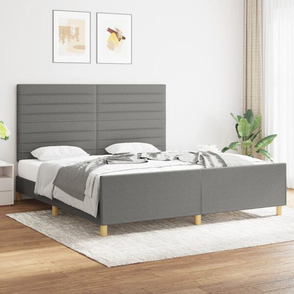 vidaXL Cama sin colch&oacute;n de tela gris oscuro 180x200 cm