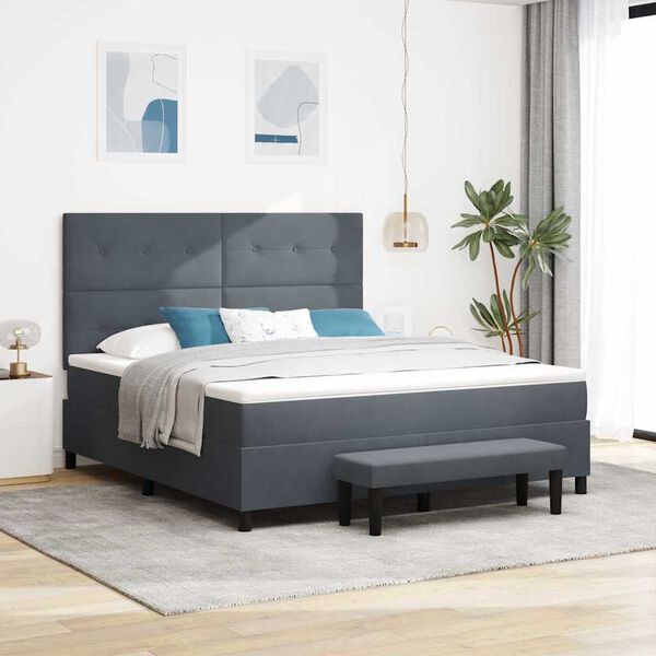 vidaXL Cama tipo Box Spring Gris oscuro 180 x 200 cm Terciopelo