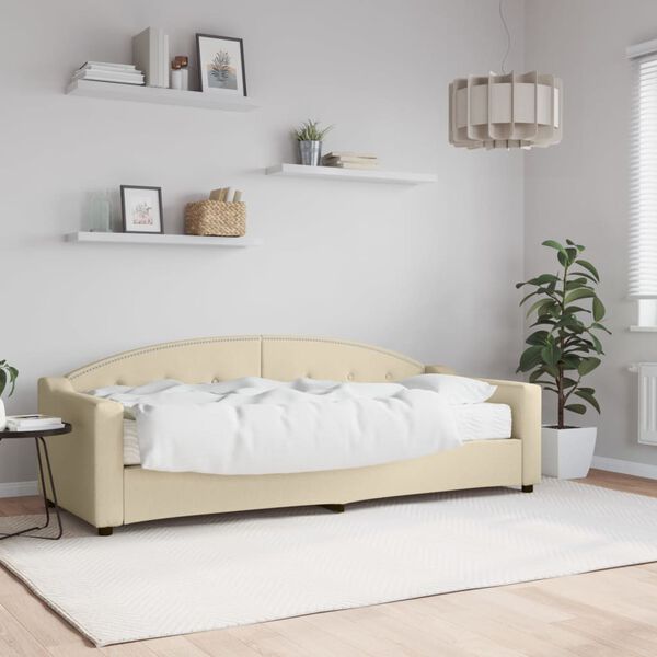 vidaXL Sofá cama con colchón tela crema 80x200 cm