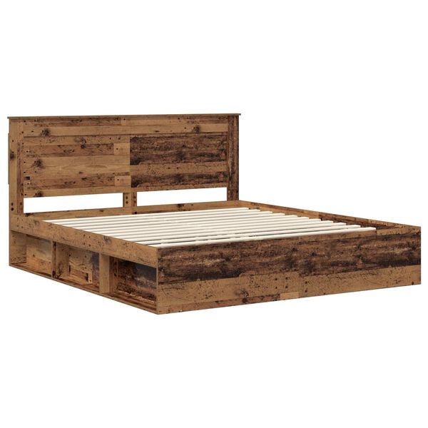 vidaXL Estructura de cama con cabecera Madera vieja 200 x 200 cm