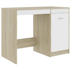 vidaXL Escritorio madera contrachapada blanco roble Sonoma 100x50x76cm