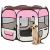 vidaXL Parque de perros plegable bolsa de transporte rosa 90x90x58 cm