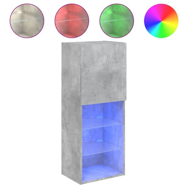 vidaXL Mueble para TV con luces LED gris hormigón 40,5x30x102 cm