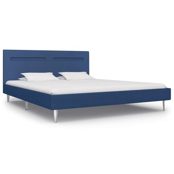 vidaXL Estructura de cama con LED sin colchón tela azul 180x200 cm