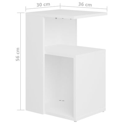 vidaXL Mesa auxiliar de madera contrachapada blanco 36x30x56 cm