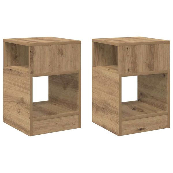vidaXL Mesa Auxiliar 2 pcs Roble artesanal 30,5 x 30 x 45 cm