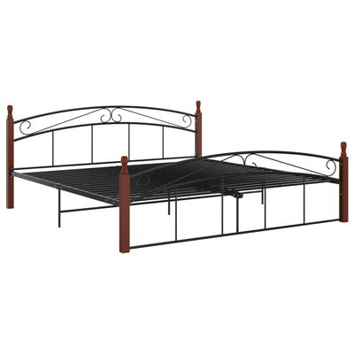 vidaXL Estructura de cama metal y madera maciza de roble 180x200 cm