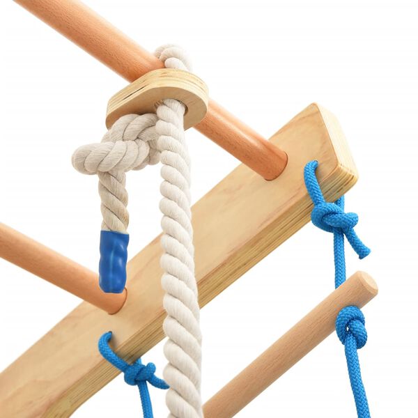 vidaXL Juego de escalada interior con escaleras y anillas madera