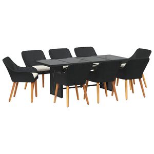 vidaXL Conjunto de Comedor de Jardín 9 pcs Negro ratán sintético
