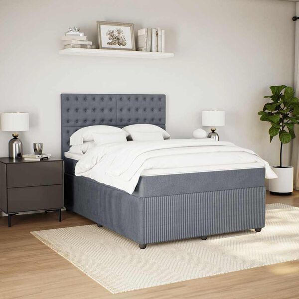 vidaXL Cama box spring con colch&oacute;n terciopelo gris oscuro 140x200 cm