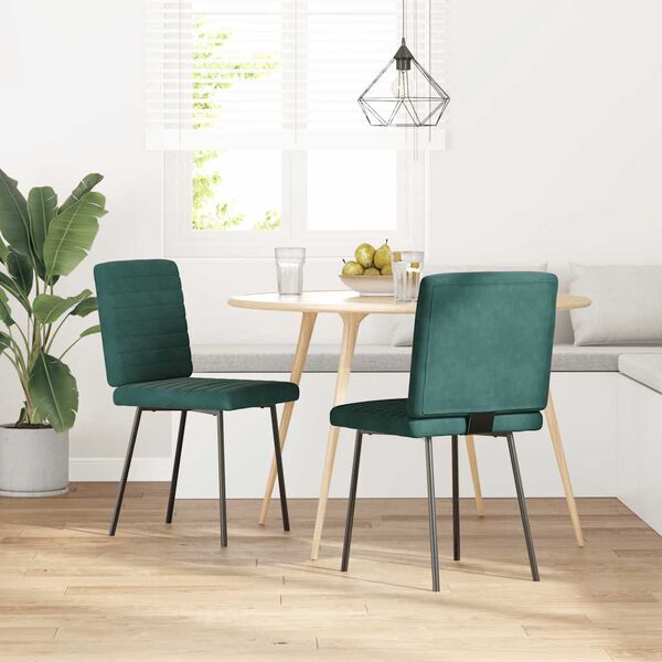 vidaXL Sillas de comedor 2 unidades terciopelo verde oscuro