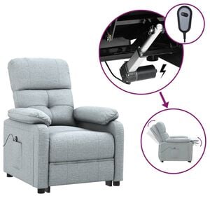vidaXL Sill&oacute;n reclinable el&eacute;ctrico tela gris claro