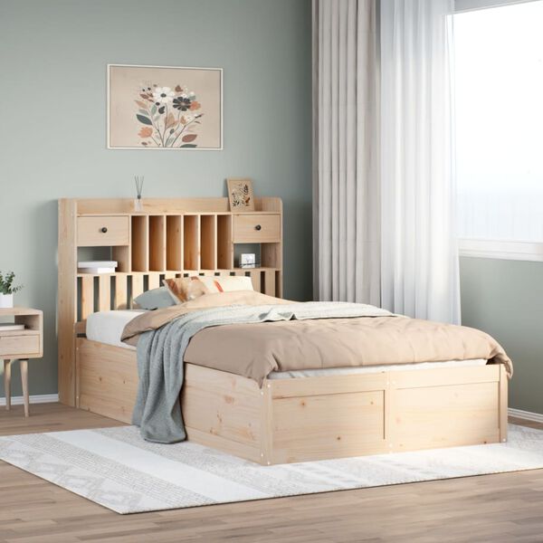 vidaXL Estructura de cama sin colchón madera maciza de pino 135x190 cm
