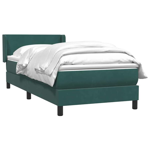 vidaXL Cama box spring con colch&oacute;n terciopelo verde oscuro 100x220 cm
