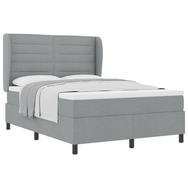 vidaXL Cama tipo Box Spring con colch&oacute;n Gris claro 140 x 200 cm tela