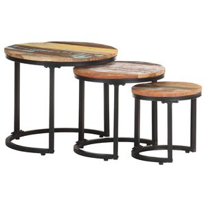 vidaXL Mesitas auxiliares 3 piezas madera maciza reciclada
