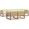 vidaXL Conjunto de sof&aacute;s de exterior con coj&iacute;n 7 pcs Natural y Crema