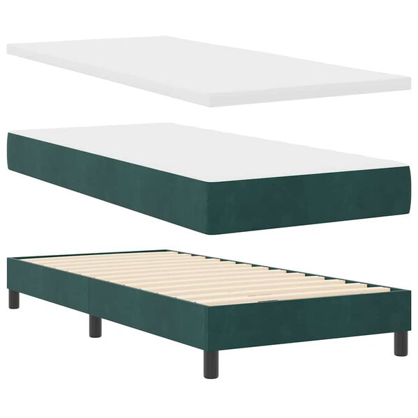 vidaXL Cama tipo Box Spring Verde oscuro 100 x 200 cm Terciopelo