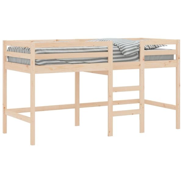 vidaXL Cama alta de ni&ntilde;os con escalera madera maciza pino 90x190 cm