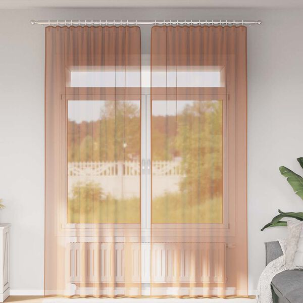 vidaXL Cortinas de gasa con trabillas 2 uds terracota 140x260 cm