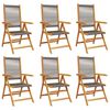 vidaXL Sillas reclinables plegables 6 uds madera maciza acacia gris
