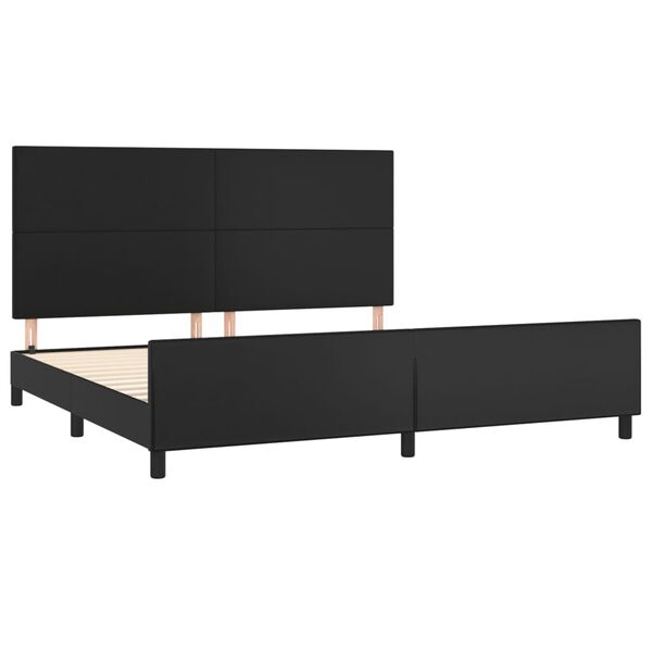vidaXL Estructura de cama sin colch&oacute;n cuero sint&eacute;tico negro 200x200 cm