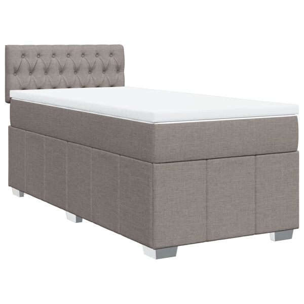 vidaXL Cama box spring con colch&oacute;n tela gris taupe 90x190 cm