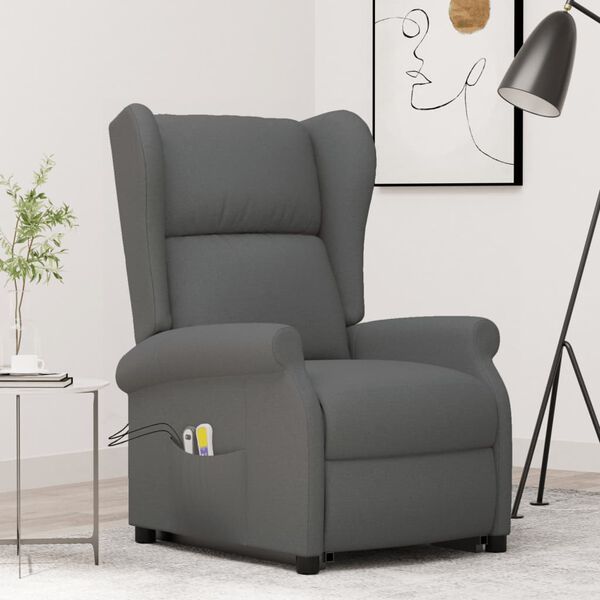 vidaXL Sill&oacute;n de masaje elevable tela gris oscuro