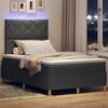 vidaXL Cama Box Spring LED con colch&oacute;n Gris oscuro 120 x 190 cm tela