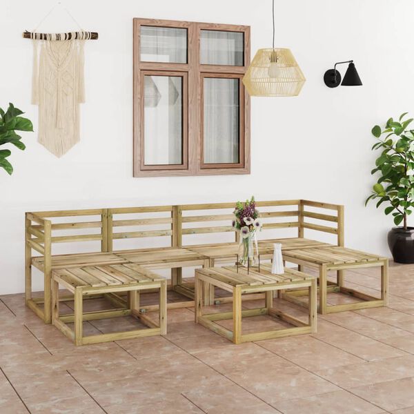 vidaXL Set de muebles de jard&iacute;n 7 pzas madera de pino impregnada verde